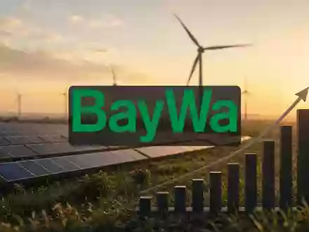 Moderne Windkraft- und Solaranlagen in einer Landschaft bei Sonnenuntergang als Symbol für nachhaltige Energiefinanzierung. - Foto: über boerse-global.de