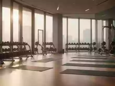 Ein heller, minimalistisch eingerichteter Fitnessraum mit Holzfußboden und ordentlich aufgereihten Sportgeräten. - Foto: über boerse-global.de