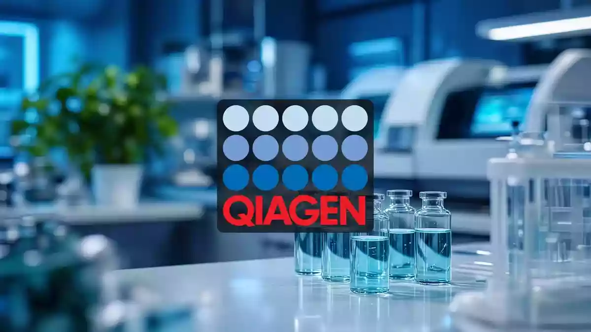 Abstraktes, professionelles Laborumfeld in blauem Licht, das für Fortschritt und biotechnologische Analyse steht. Illustration mit AI erstellt.