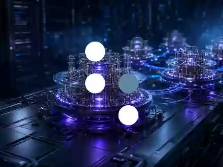 Abstrakte Darstellung eines Quantencomputer-Prozessors in einem hochmodernen Serverraum mit atmosphärischer Beleuchtung. - Foto: über boerse-global.de