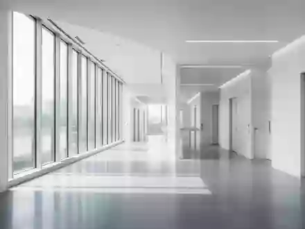 Ein minimalistischer, moderner Innenraum eines medizinischen Forschungszentrums mit klaren Linien und hellem Tageslicht. - Foto: über boerse-global.de