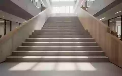 Eine leere, minimalistische Treppe in einem hellen BĂŒrogebĂ€ude, die zu Bewegung einlĂ€dt. - Foto: ĂŒber boerse-global.de