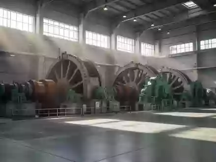 Moderne Turbinenhalle eines Wasserkraftwerks mit großen industriellen Maschinen und natürlichem Lichteinfall. - Foto: über boerse-global.de