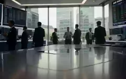 Moderne Frankfurter Börse mit verschwommenen Silhouetten von Händlern und neutralem, professionellem Licht. - Foto: über boerse-global.de