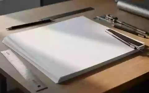 Ein minimalistischer Schreibtisch mit Papierstapeln und professionellen Zeichenwerkzeugen in hellem, natürlichem Licht. - Foto: über boerse-global.de