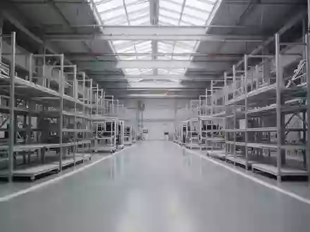Ein modernes, aufgeräumtes Logistikzentrum in einer Automobilfabrik mit modularen Regalsystemen und Industrieboden. - Foto: über boerse-global.de
