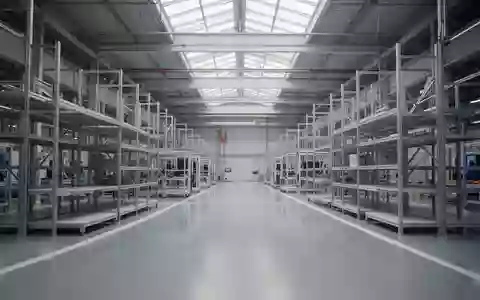 Ein modernes, aufgeräumtes Logistikzentrum in einer Automobilfabrik mit modularen Regalsystemen und Industrieboden. - Foto: über boerse-global.de