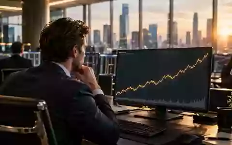 Ein professioneller Trader blickt auf einen Monitor mit einem steil ansteigenden Kursgraphen in einem modernen Büro. - Foto: über boerse-global.de