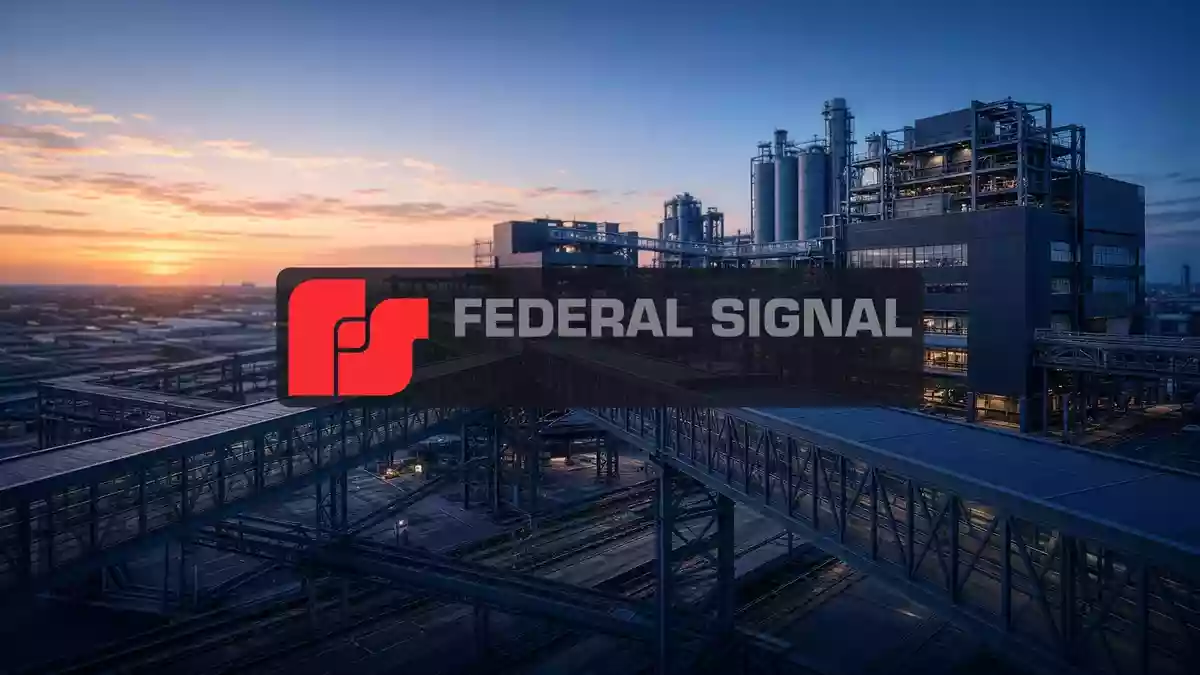 Moderne industrielle Fertigungsanlage bei Sonnenaufgang als Symbol für wirtschaftliches Wachstum und Auftragslage. Illustration mit AI erstellt.