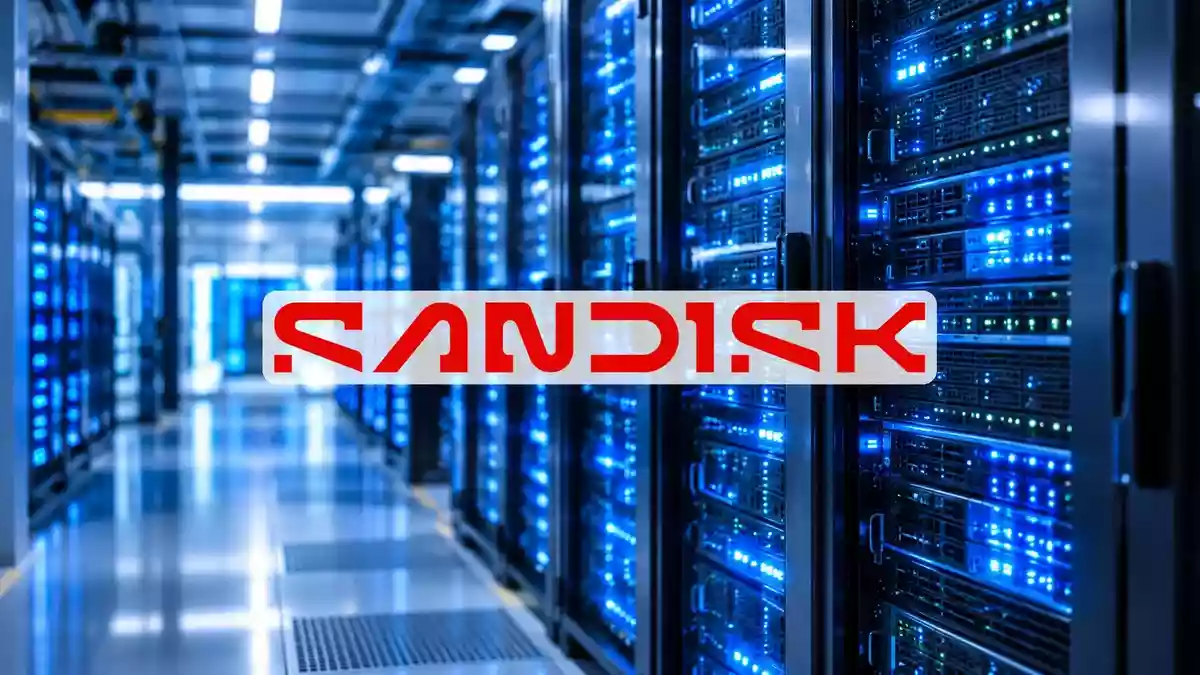 Moderne Server-Racks in einem Rechenzentrum mit blau leuchtenden LEDs, die die Cloud-Infrastruktur symbolisieren. Illustration mit AI erstellt.