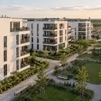 Moderne Wohngebäude auf einer Baustelle in Düsseldorf-Benrath, die ein ehemaliges Industriegelände in ein Wohnquartier verwandeln. - Foto: über boerse-global.de