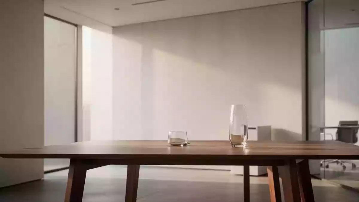 Ein minimalistischer, heller Arbeitsraum mit klaren Linien und natürlichem Licht, der eine Atmosphäre von digitaler Souveränität und Ordnung vermittelt. Illustration mit AI erstellt.