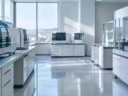 Ein minimalistisch gestaltetes, steriles medizinisches Forschungslabor mit reflektierenden Oberflächen und kühlem Tageslicht. - Foto: über boerse-global.de