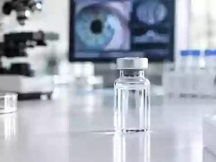 Ein steriles Glasfläschchen mit einer klaren medizinischen Lösung in einem modernen Labor. - Foto: über boerse-global.de