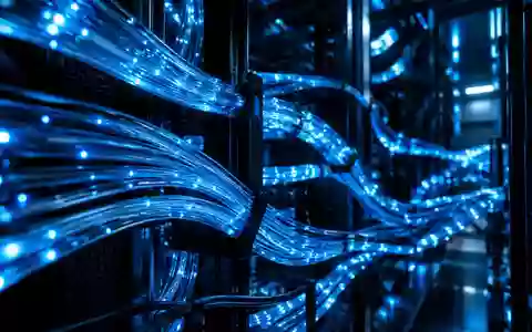 Abstrakte Darstellung eines komplexen Netzwerks aus Glasfaserkabeln in einer dunklen, technologischen Umgebung. - Foto: über boerse-global.de