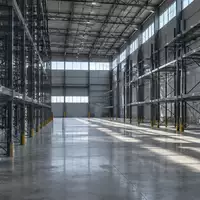 Weitläufiges, modernes Industrielager mit Betonboden und Stahlregalen in natürlichem Licht. - Foto: über boerse-global.de