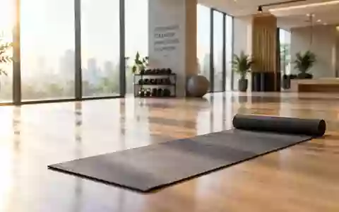 Ein minimalistischer Fitnessraum mit hellem Holzboden und einfallendem Sonnenlicht in einer ruhigen, leeren Umgebung. - Foto: über boerse-global.de