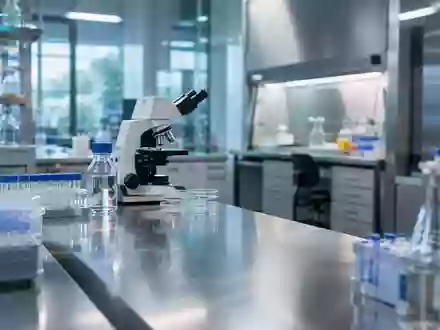 Ein steriler, moderner Laborraum mit Edelstahloberflächen und Glasausrüstung in einer klinischen Umgebung. - Foto: über boerse-global.de