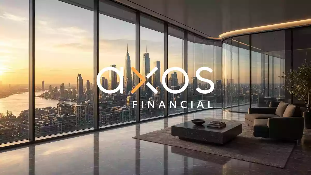 Abstrakte, elegante Finanzarchitektur in warmem Licht, die eine positive Marktstimmung symbolisiert. Illustration mit AI erstellt.