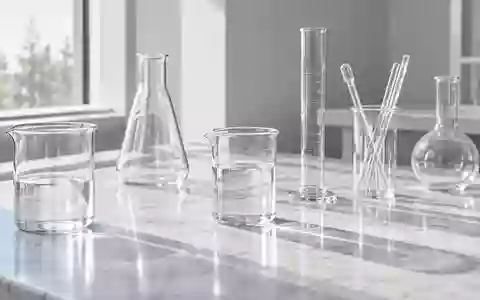 Laborumgebung mit Glasbechern und wissenschaftlichen Geräten auf einer weißen Fläche bei natürlichem Lichteinfall. - Foto: über boerse-global.de