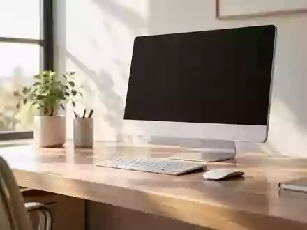 Ein moderner All-in-One-Computer auf einem minimalistischen Schreibtisch in hellem, natürlichem Tageslicht. - Foto: über boerse-global.de