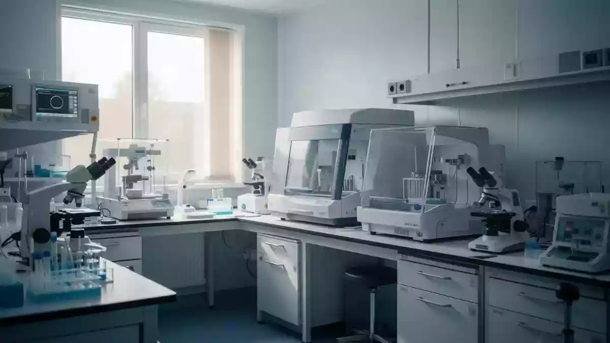 Ein steriler, modern ausgestatteter medizinischer Laborraum ohne Personen, der den klinischen Kontext der Herzdiagnostik symbolisiert. Illustration mit AI erstellt.