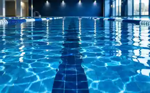 Klares, blaues Wasser in einer Schwimmbahn eines Hallenbades bei natürlichem Lichteinfall. - Foto: über boerse-global.de