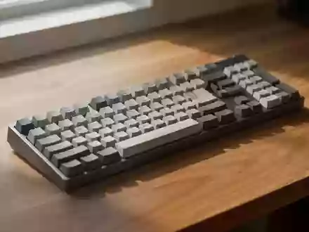 Eine hochwertige mechanische Tastatur mit unbeschrifteten Tasten auf einem hölzernen Schreibtisch bei natürlichem Licht. - Foto: über boerse-global.de