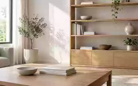 Ein heller, minimalistisch eingerichteter Raum mit einem aufgeräumten Holzregal und freien Oberflächen in natürlichem Licht. - Foto: über boerse-global.de