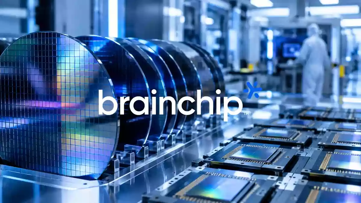 Nahaufnahme von modernen Mikrochips in einem High-Tech-Produktionsumfeld. Illustration mit AI erstellt.