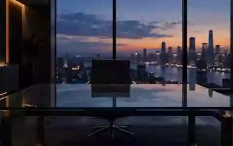 Ein minimalistischer, unbesetzter Schreibtisch in einem modern eingerichteten BĂŒro bei DĂ€mmerung. - Foto: ĂŒber boerse-global.de