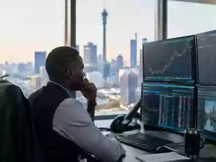 Moderner Finanzarbeitsplatz mit Blick auf eine Skyline bei Tageslicht. - Foto: über boerse-global.de