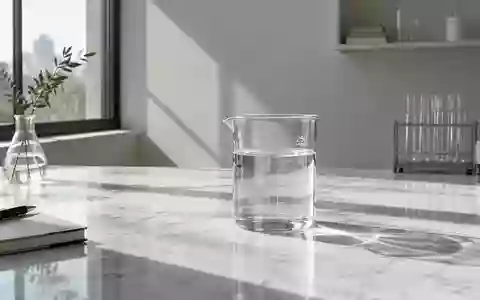 Ein Glas mit Wasser auf einer hellen Marmoroberfläche in einer minimalistischen Laborumgebung. - Foto: über boerse-global.de