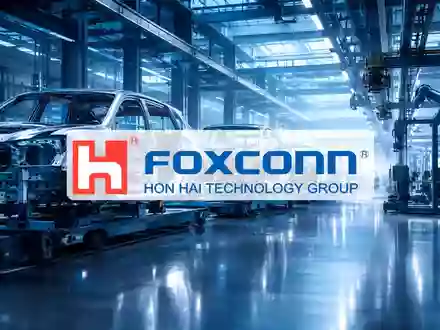 Abstrakte Darstellung einer modernen Elektroauto-Fertigungsstraße in einer hochtechnologischen Industrieumgebung. - Foto: über boerse-global.de