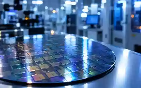 Ein detaillierter Silizium-Halbleiter-Wafer auf einem Labortisch in einer hochmodernen Chip-Fertigungsanlage. - Foto: über boerse-global.de