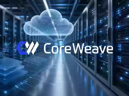 Abstraktes Rechenzentrum mit beleuchteten Serverracks, das die digitale Infrastruktur und Cloud-Technologie symbolisiert. - Foto: über boerse-global.de