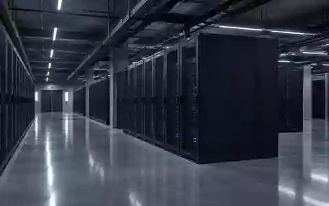Ein minimalistischer, moderner Serverraum mit symmetrischen Technik-Racks in einer sterilen Industrieumgebung. - Foto: über boerse-global.de