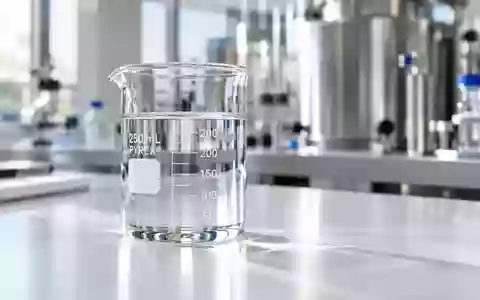 Ein gläsernes Laborbecherglas mit einer klaren Flüssigkeit auf einem weißen Labortisch in einer sterilen Forschungsumgebung. - Foto: über boerse-global.de