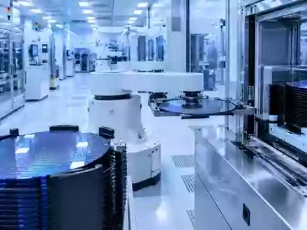 Industrielle Fertigungsanlage für Halbleiter in einem Reinraum mit automatisierter Silizium-Wafer-Produktion. - Foto: über boerse-global.de