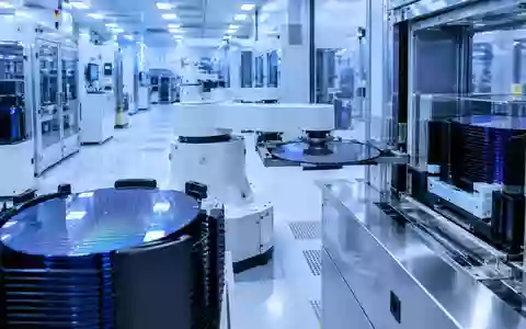 Industrielle Fertigungsanlage für Halbleiter in einem Reinraum mit automatisierter Silizium-Wafer-Produktion. - Foto: über boerse-global.de