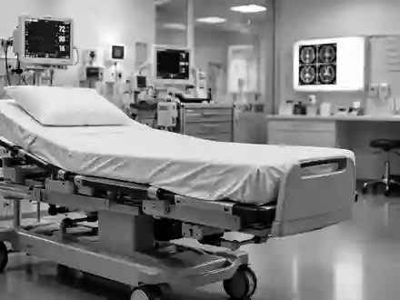 Ein steriler, leerer Behandlungsraum in einer Klinik mit medizinischen Geräten im Hintergrund. - Foto: über boerse-global.de