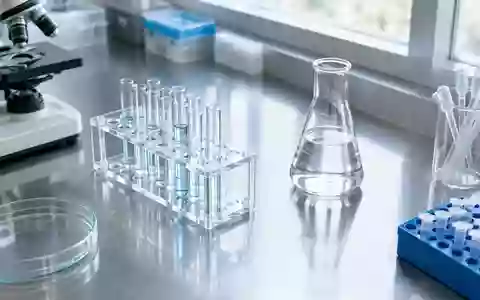 Ein steriler, moderner Labortisch aus Edelstahl mit Glasgeräten in natürlichem Licht. - Foto: über boerse-global.de