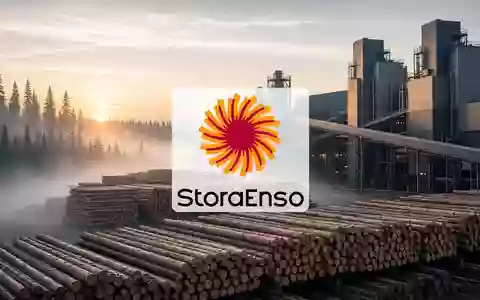 Moderne industrielle Holzverarbeitungsanlage in einer Waldlandschaft bei Sonnenaufgang, symbolisiert Stabilität und Wachstum. - Foto: über boerse-global.de