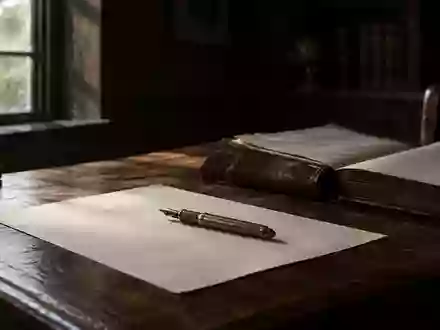 Ein antiker Füllfederhalter auf einem leeren Blatt Papier auf einem hölzernen Schreibtisch in einem ruhigen Arbeitszimmer. - Foto: über boerse-global.de
