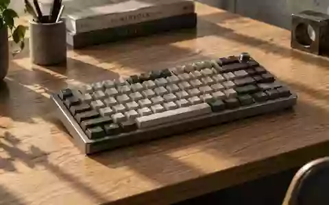 Eine minimalistische Schreibtischoberfläche aus Eichenholz mit einer mechanischen Tastatur im sanften Morgenlicht. - Foto: über boerse-global.de