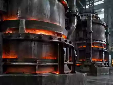 Industrielle Industrieofenanlage aus schwerem Stahl in einer Produktionshalle. - Foto: über boerse-global.de