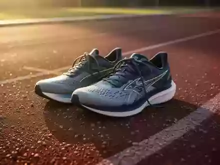 Ein Paar Sportschuhe auf einer Laufbahn im goldenen Licht der Abendsonne. - Foto: über boerse-global.de