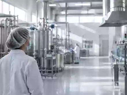 Innenansicht einer modernen, sterilen Produktionsanlage für medizinische Produkte mit Edelstahlleitungen. - Foto: über boerse-global.de
