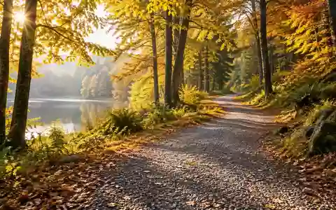 Ein friedlicher, sonnendurchfluteter Parkweg in einem Wald im Herbst, der für einen gesunden Lebensstil und Prävention steht. - Foto: über boerse-global.de