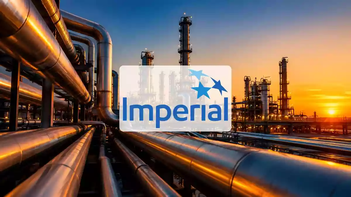 Moderne Industrieanlage einer Ölraffinerie in der Abenddämmerung als Symbol für den Energiesektor Illustration mit AI erstellt.